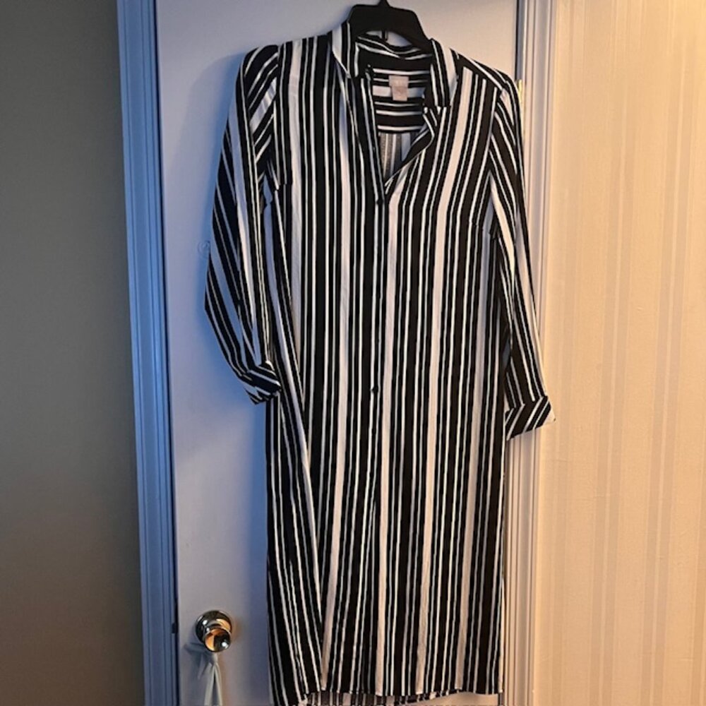 Chico's Black and white striped tunic Size S